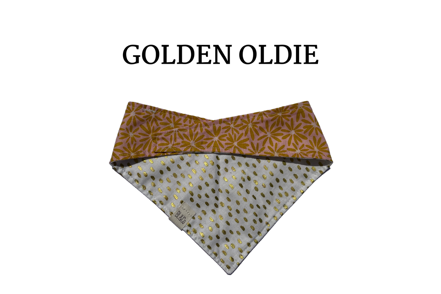 Retro Floral + Gold Polka Dots Reversible Tie/On Bandana