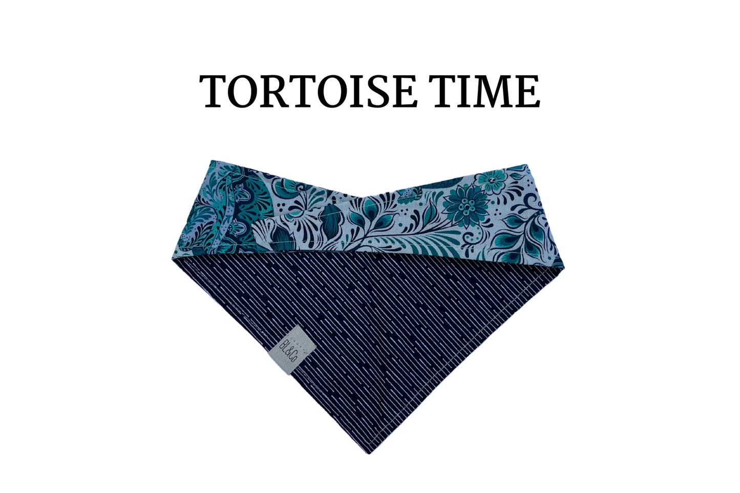 Tortoise & Flowers + Navy Reversible Tie/On Bandana