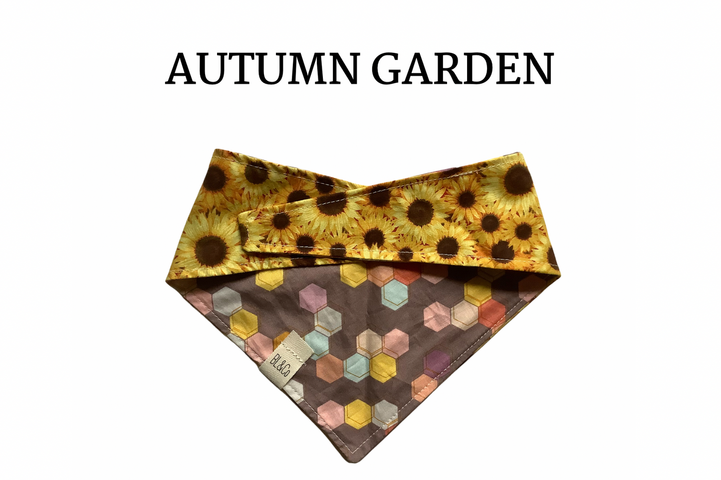 Sunflowers & Muted Honeycombs Reversible Tie/On Bandana