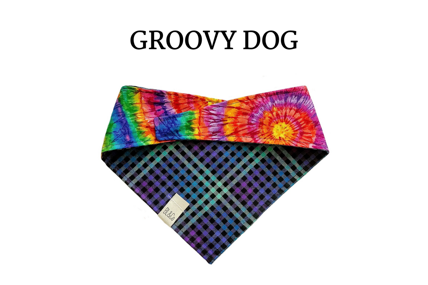 Tie Dye + Plaid Reversible Tie/On Bandana