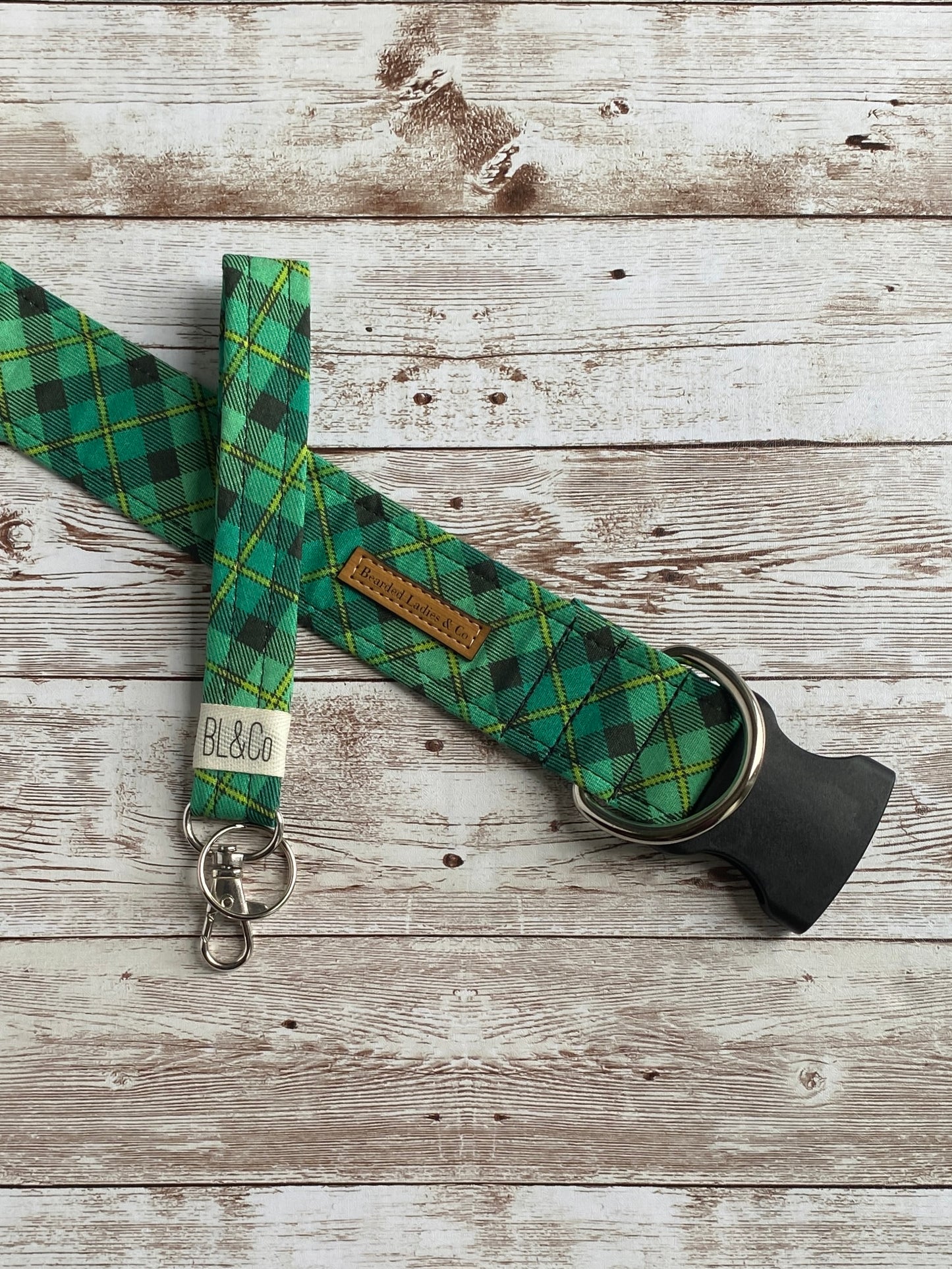 Green & Black Plaid Dog Collar