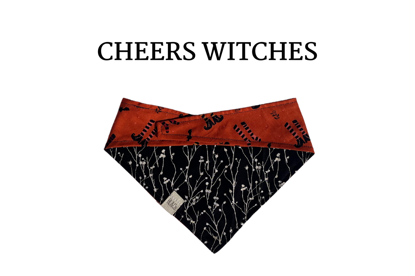 Witch Stockings + White Vines on Black Reversible Tie/On Bandana