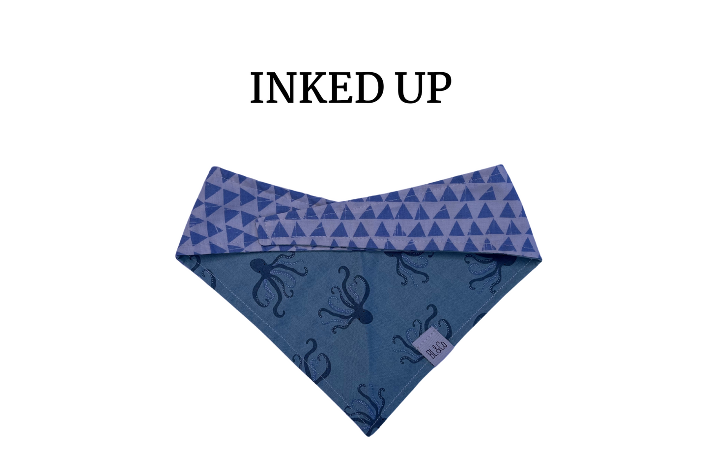 Swimming Octopuses + Blue Triangles Reversible Tie/On Bandana