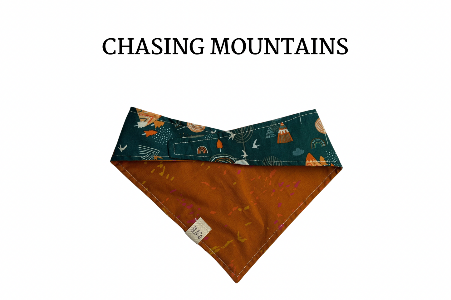 Mountains, Rainbows & Trees + Burnt Orange Reversible Tie/On Bandana ‘