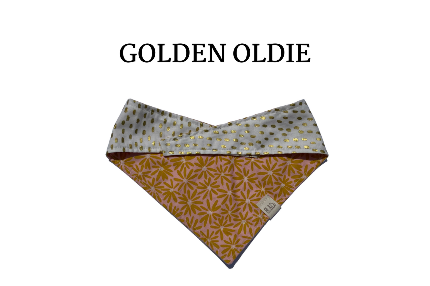 Retro Floral + Gold Polka Dots Reversible Tie/On Bandana