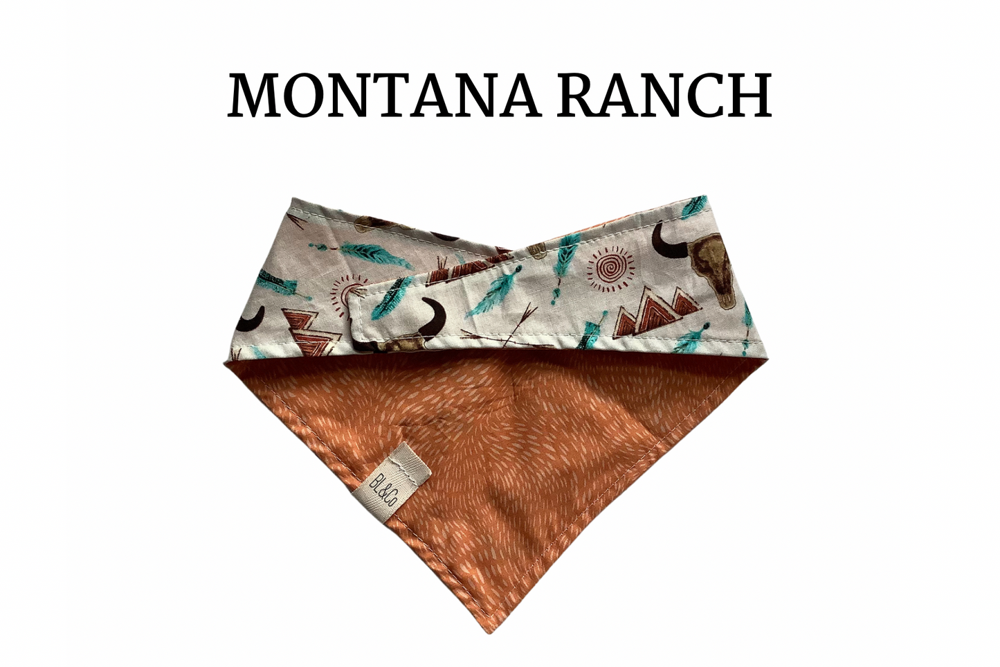 Longhorns with Feathers & Light Orange Reversible Tie/On Bandana ‘
