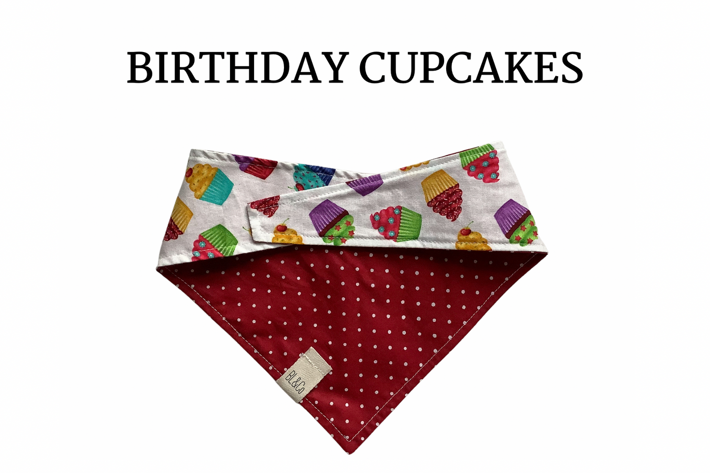 Cupcakes & Polka Dots Reversible Tie/On Bandana