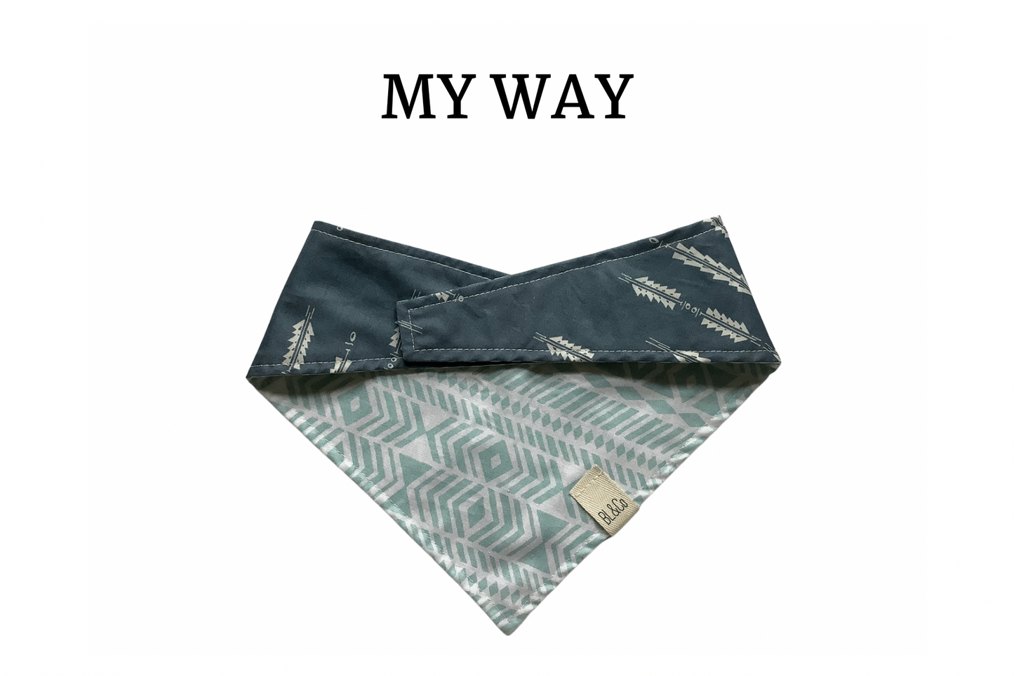 Blue Arrows & Teal Boho Reversible Tie/On Dog Bandana