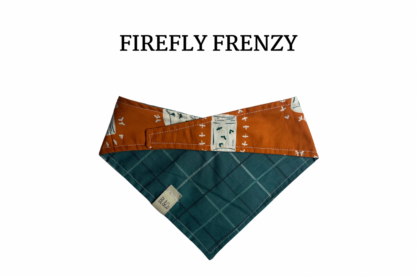 Fireflies & Blue Plaid Reversible Tie/On Bandana*