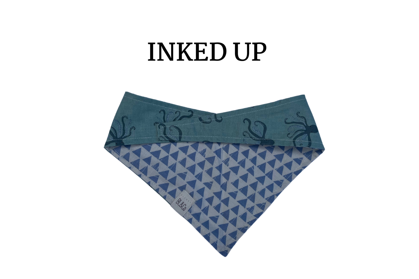 Swimming Octopuses + Blue Triangles Reversible Tie/On Bandana