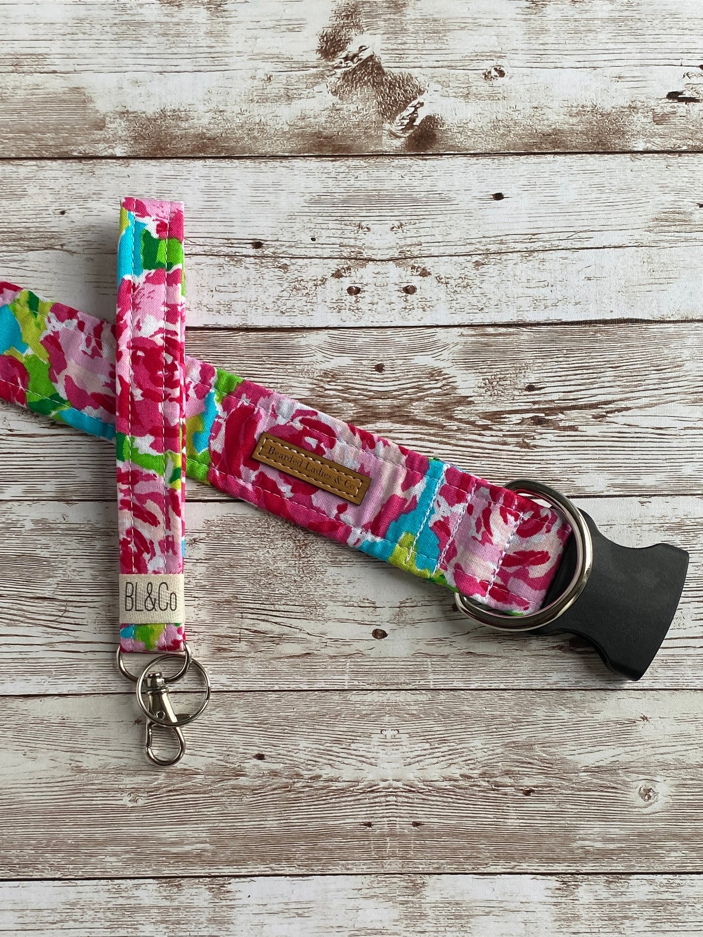Pink & Green Floral Dog Collar