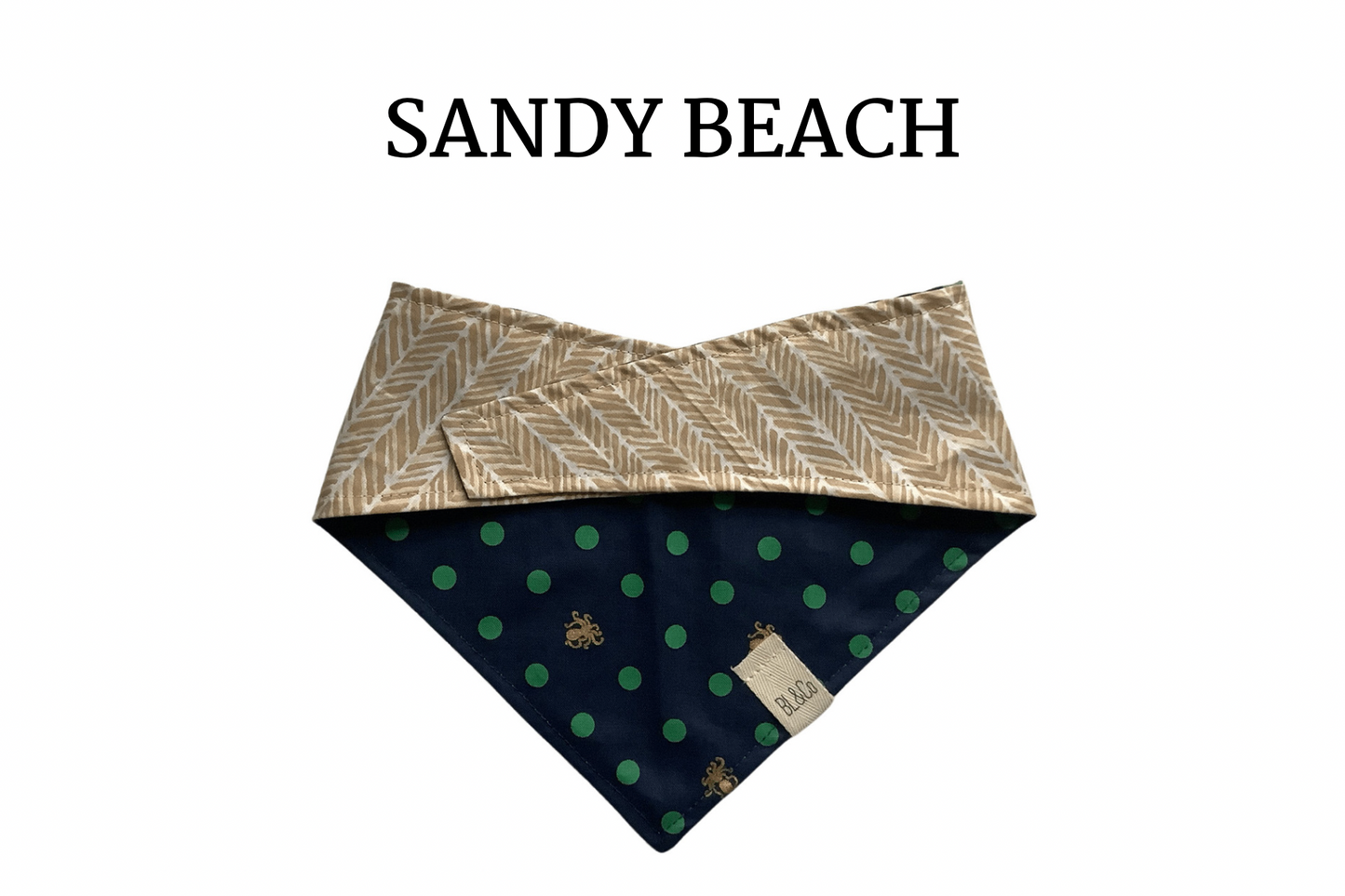 Blue with Green Dot & Gold Octopus Reversible Tie/On Bandana