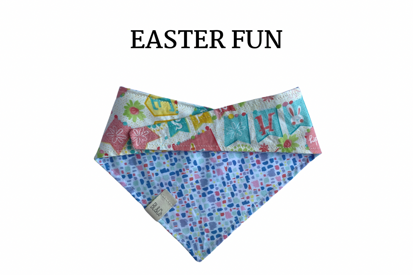 Happy Easter Banners & Pastel Mosaic Reversible Tie/On Bandana