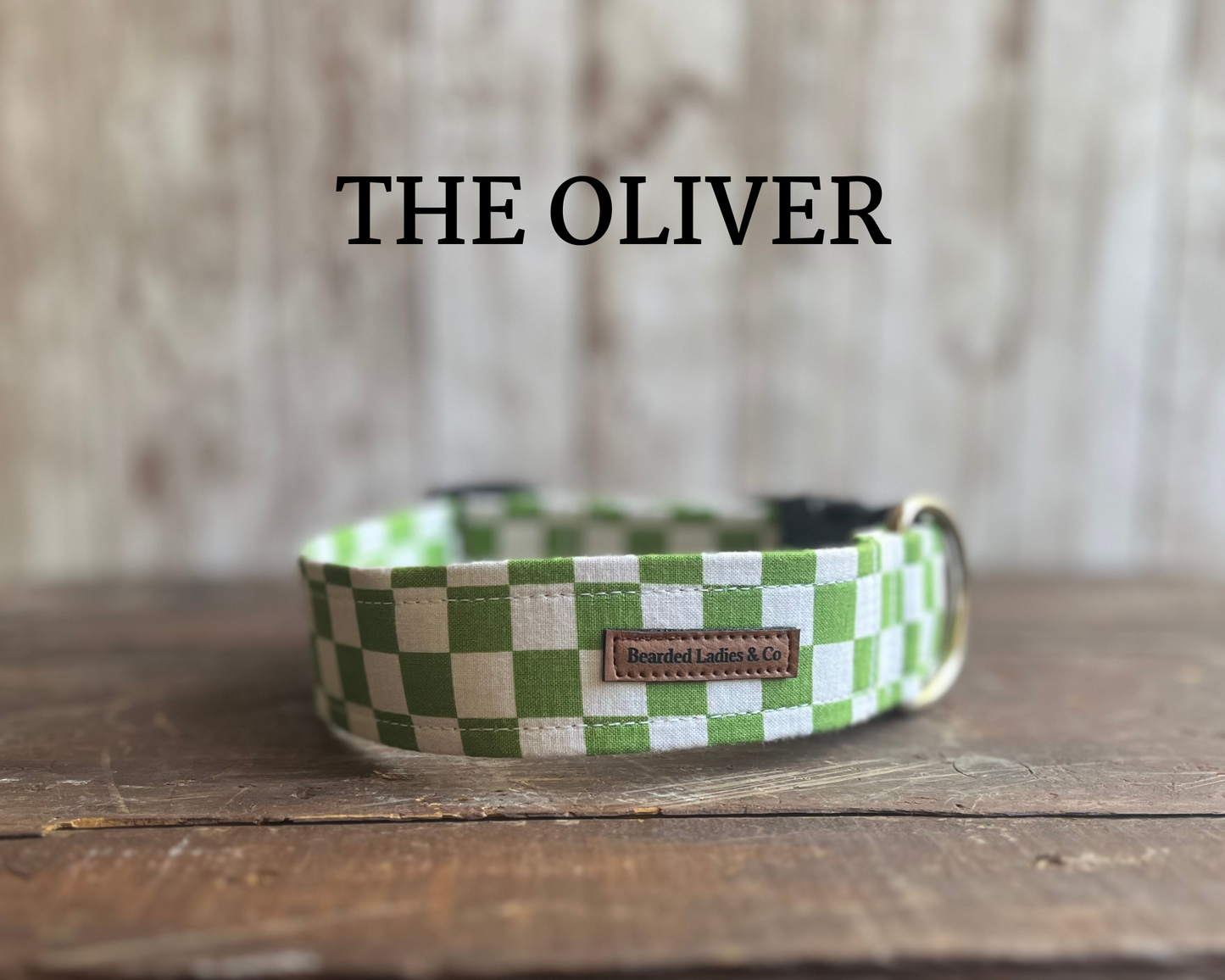 Green + White Checkered Dog Collar