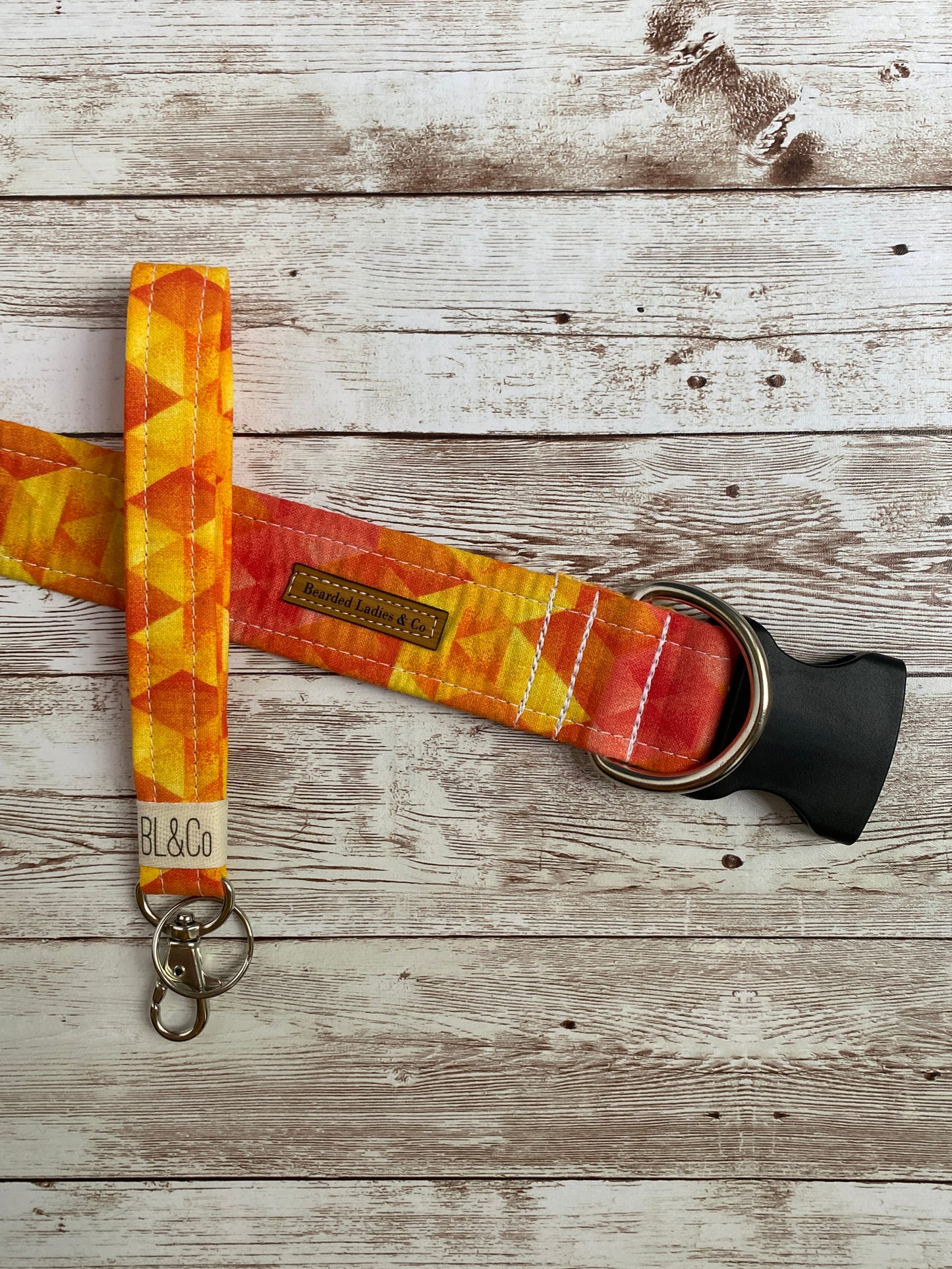 Vibrant Orange + Yellow Geometric Dog Collar