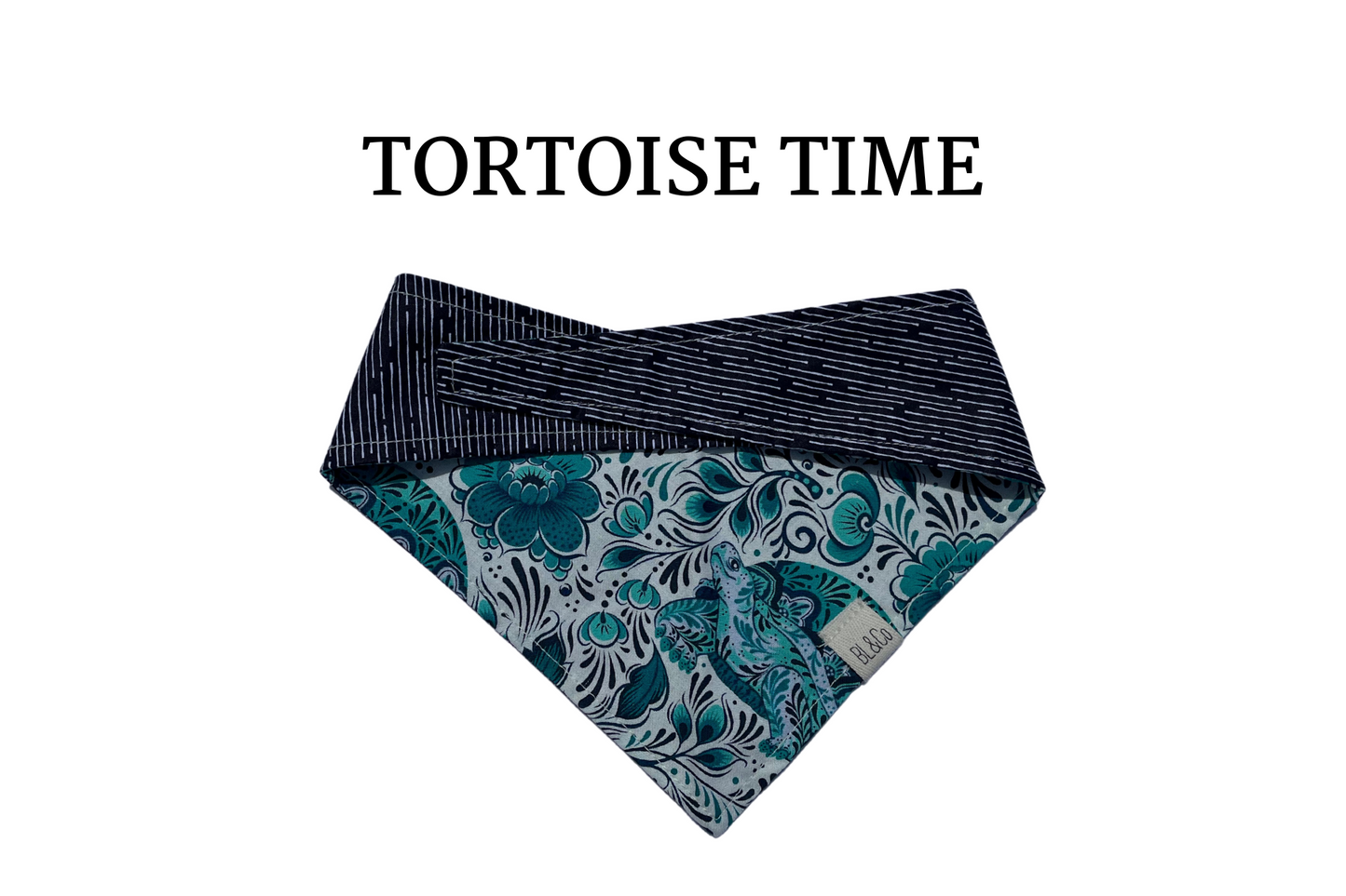 Tortoise & Flowers + Navy Reversible Tie/On Bandana