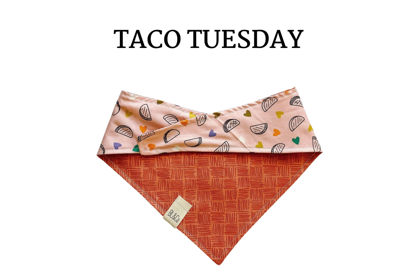 Mini Hearts with Tacos & Coral Reversible Tie/On Bandana