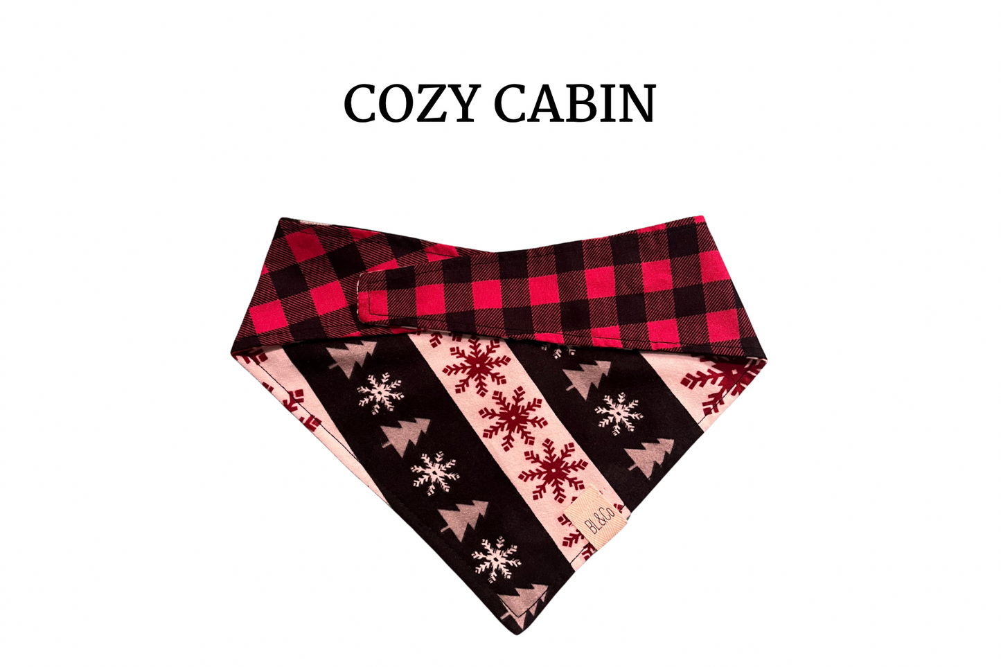 Red and Black Check + Winter Flannel Reversible Tie/On Bandana