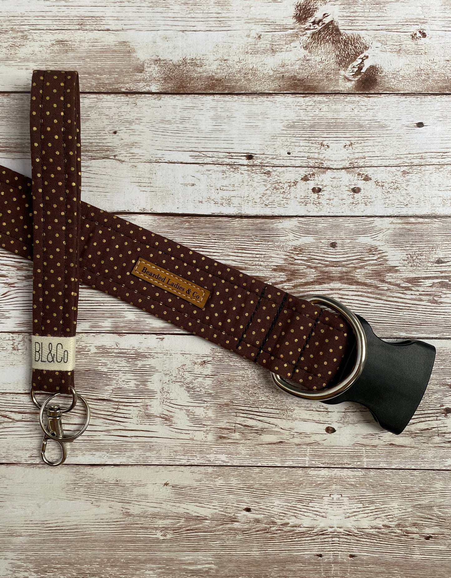 Brown with Gold Metallic Dots Dog Collar