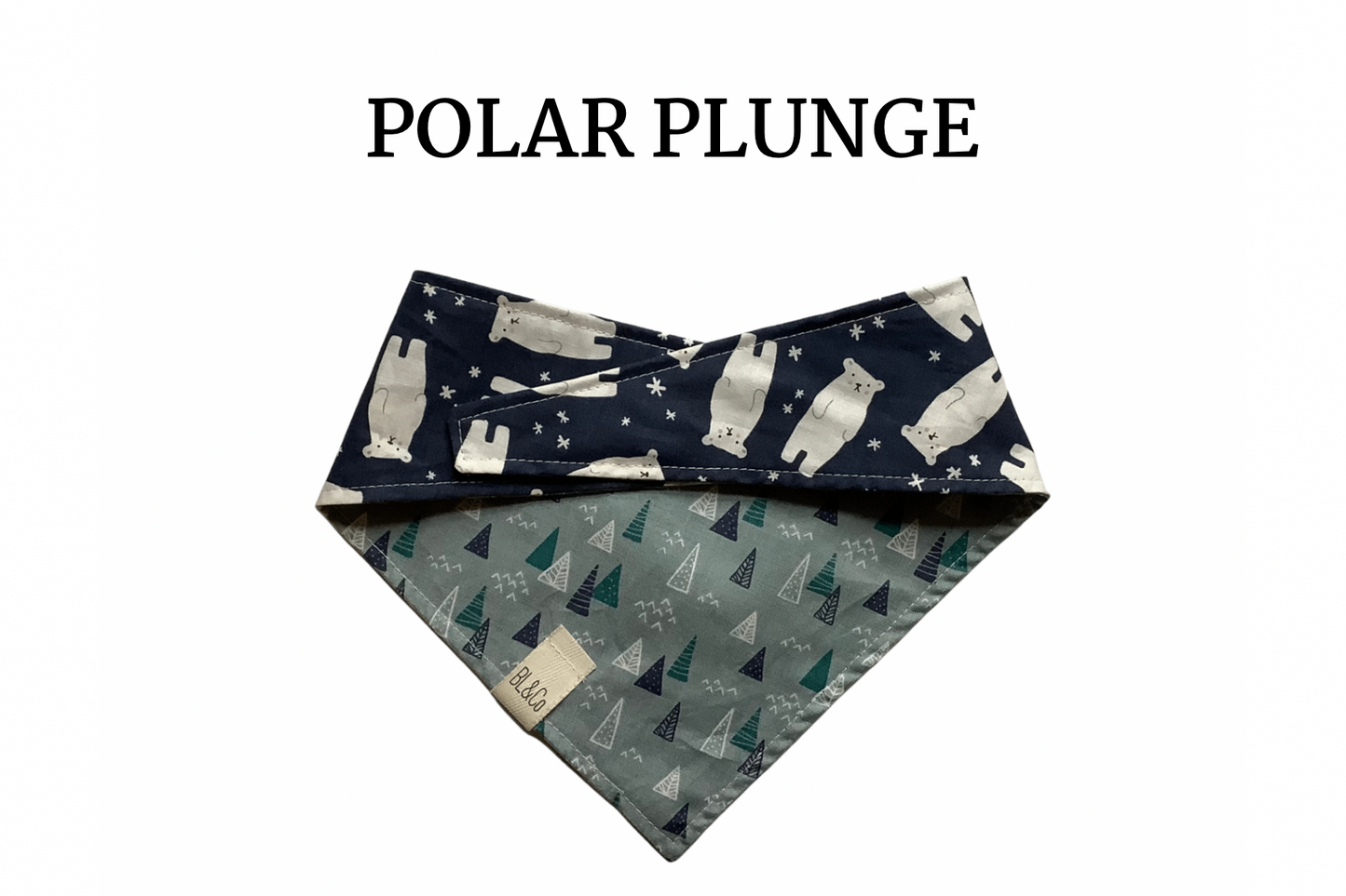 Polar Bears & Green, Blue and White Trees Reversible Tie/On Bandana