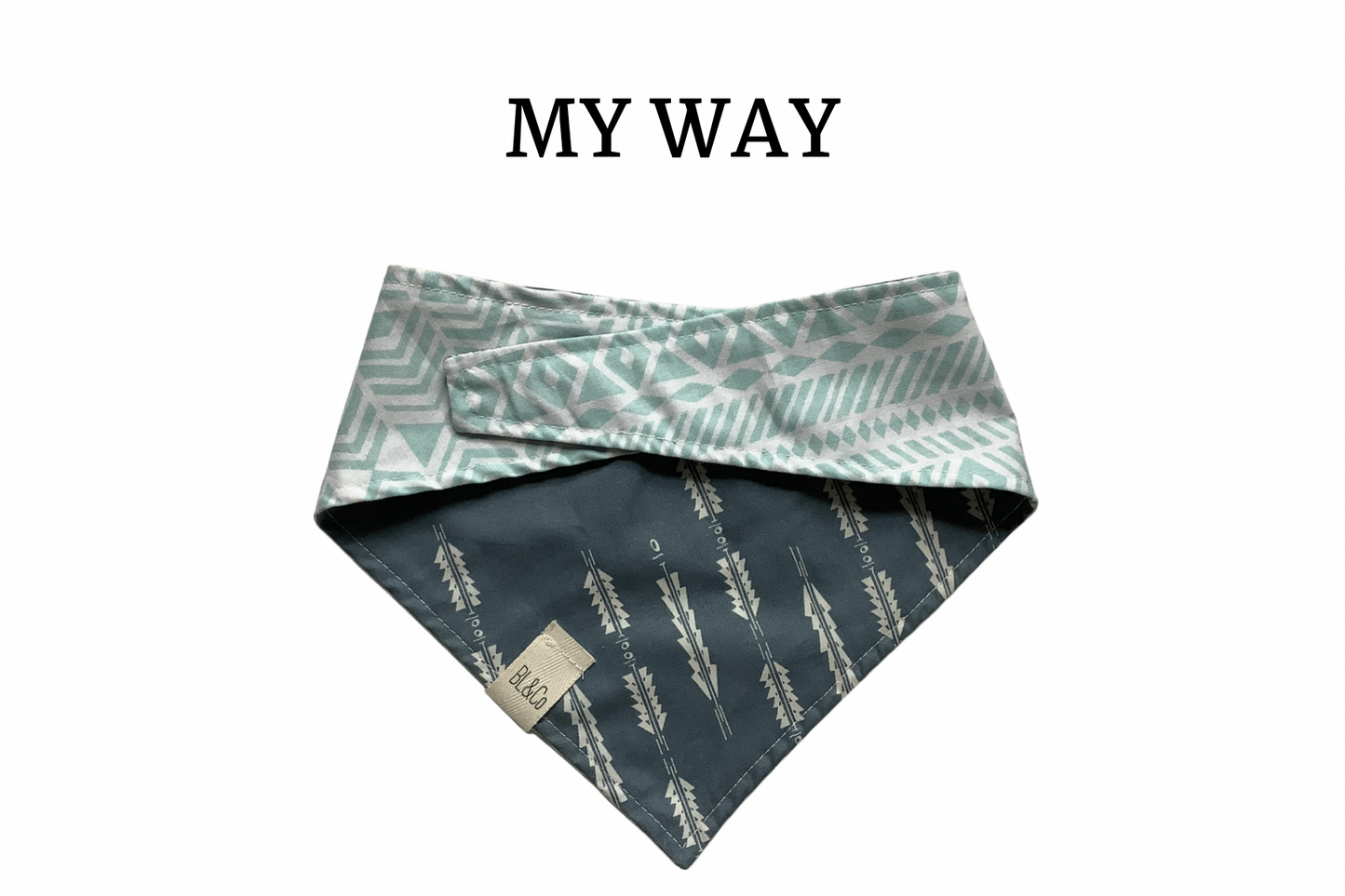 Blue Arrows & Teal Boho Reversible Tie/On Dog Bandana