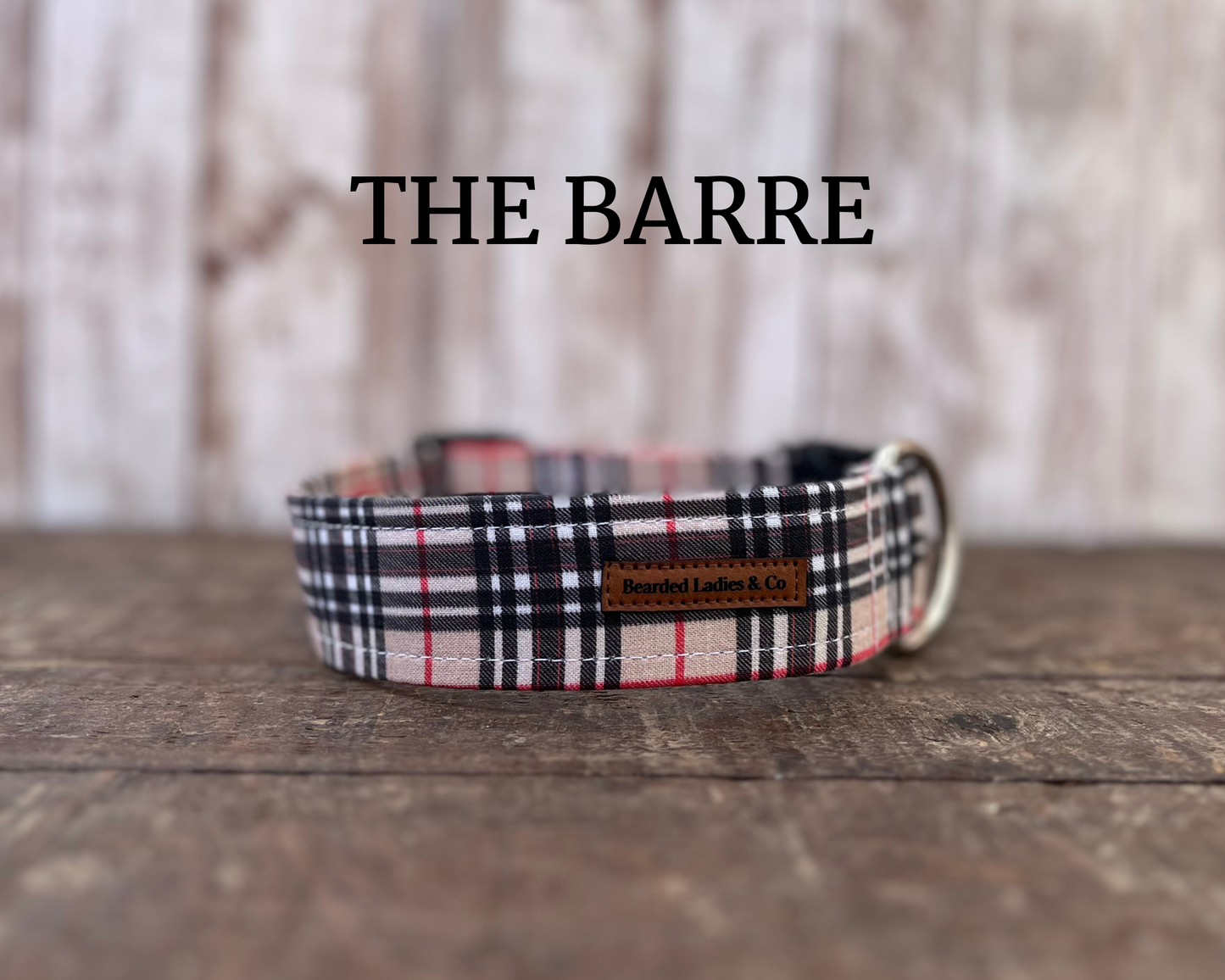 - Cream, Black & Red Plaid Dog Collar