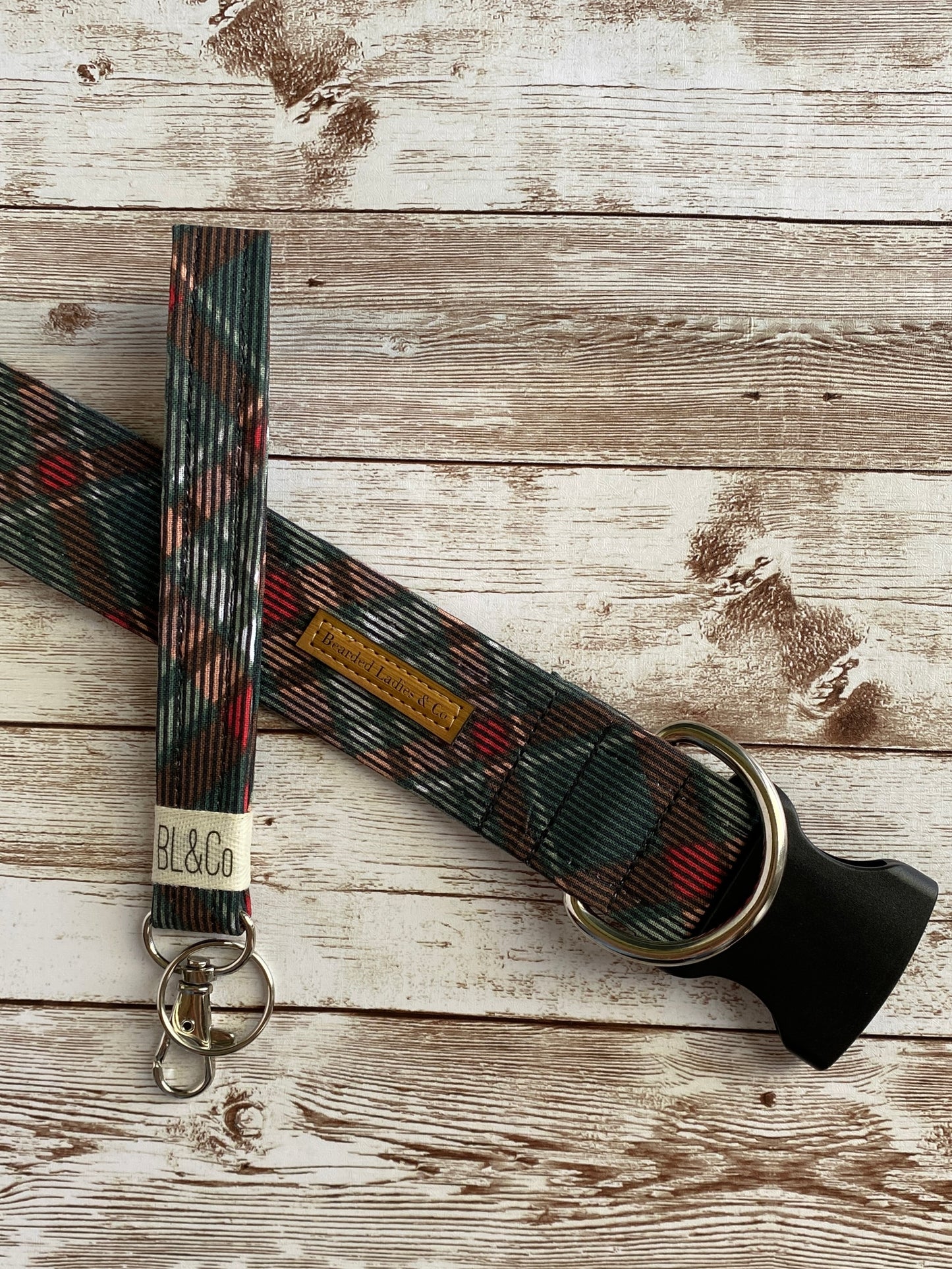 - Gray + Red Plaid Dog Collar