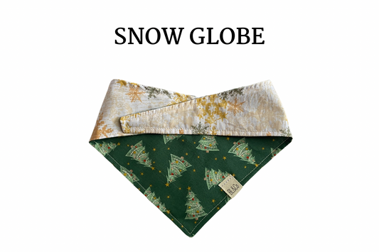 Gold Trimmed Trees + Neutral Snowflakes Reversible Tie/On Bandana