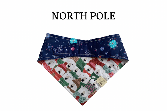 Polar Bears + Colorful Snowflakes Reversible Tie/On Bandana