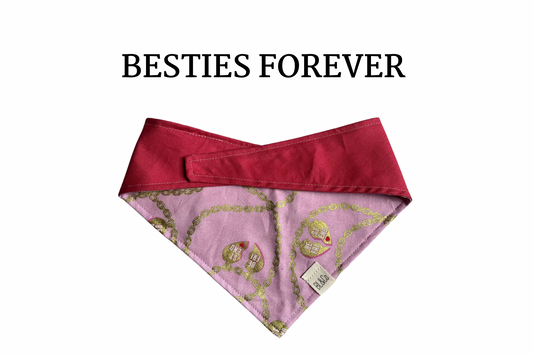 Pink Best Friend Necklace & Pink Reversible Tie/On Bandana