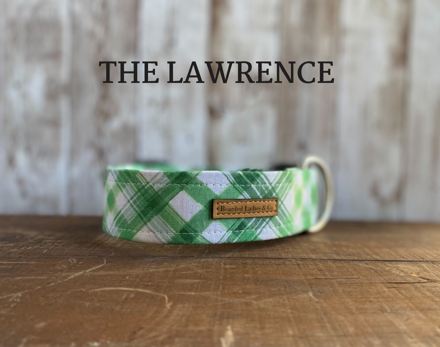Green and White Plaid Dog Collar