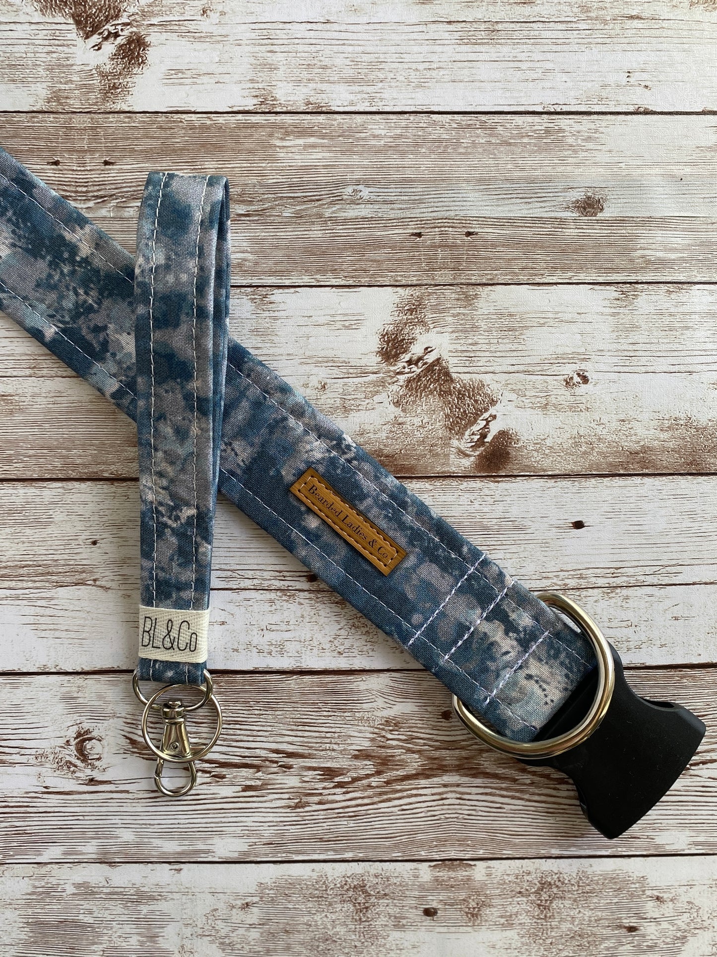 Steele Blue & Gray Abstract Dog Collar