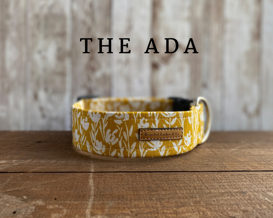 Mustard with Cream Floral Boho Style Dog Collar*