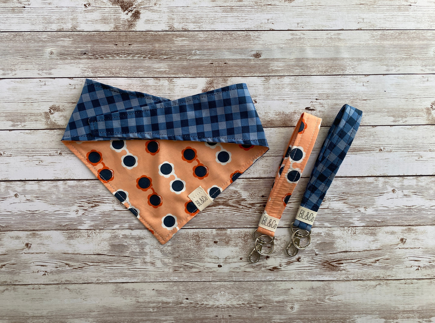 Sunglasses & Blue Plaid Reversible Tie/On Bandana