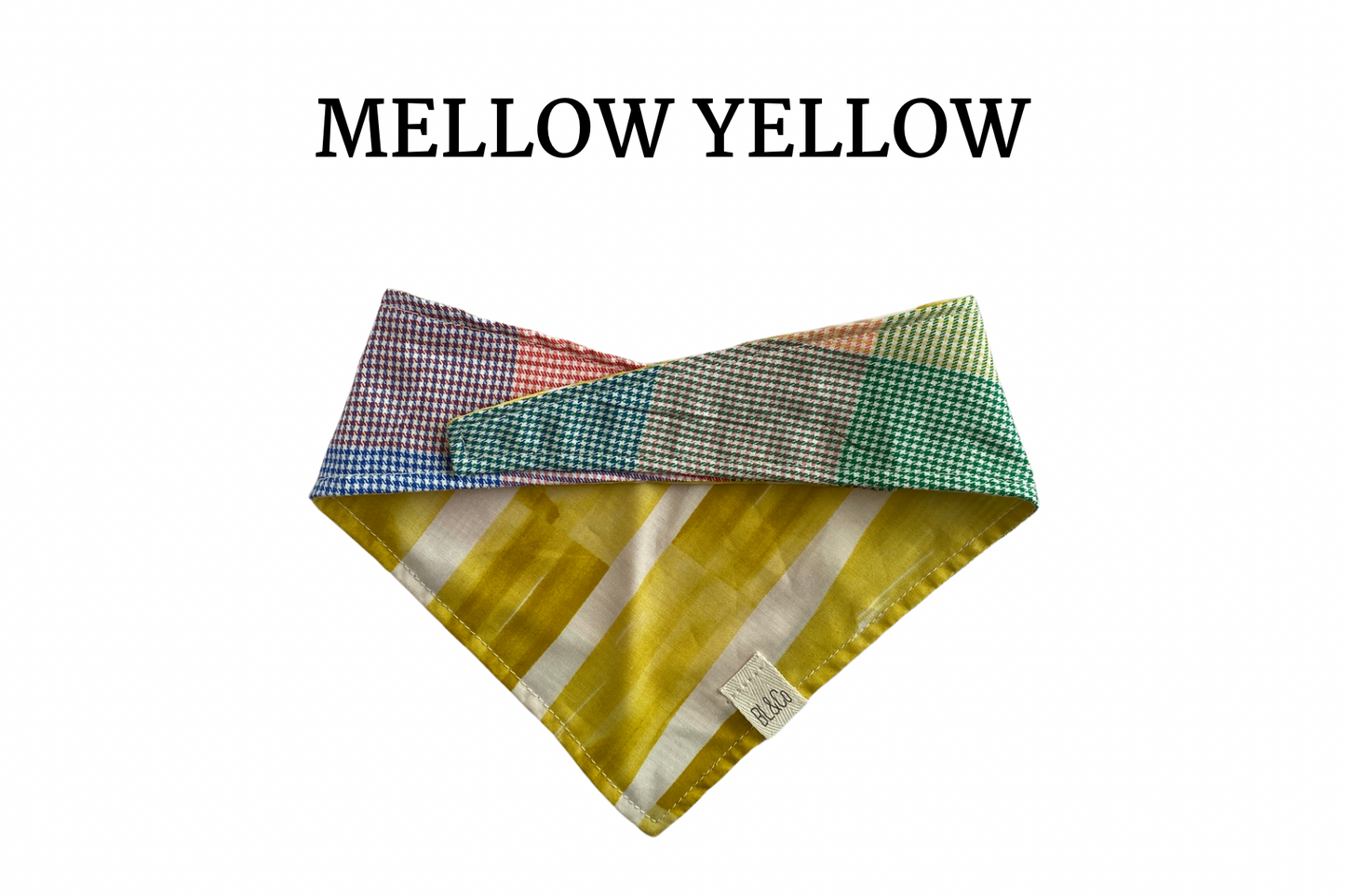 Yellow with White & Madras Plaid Reversible Tie/On Bandana