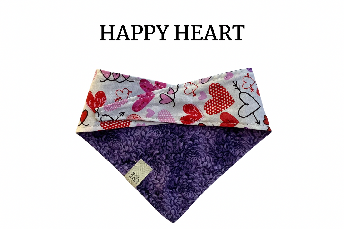 Hearts & Violet Abstract Floral Reversible Tie/On Bandana