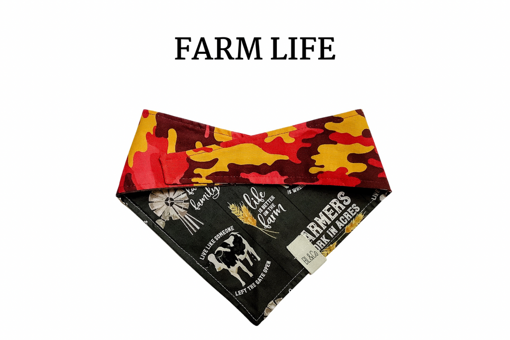 Farming is Life & Orange Camo Reversible Tie/On Bandana