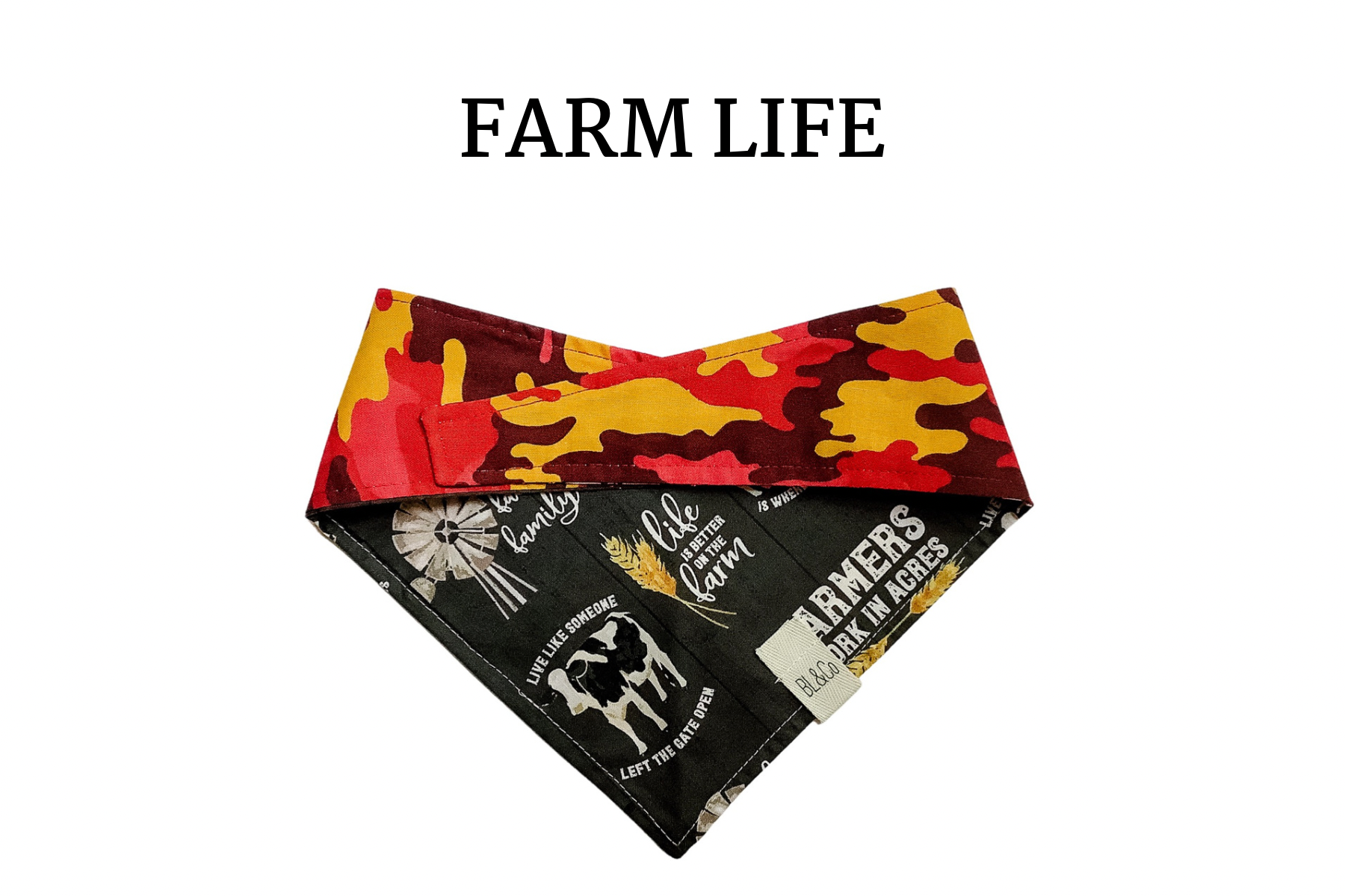Farming is Life & Orange Camo Reversible Tie/On Bandana