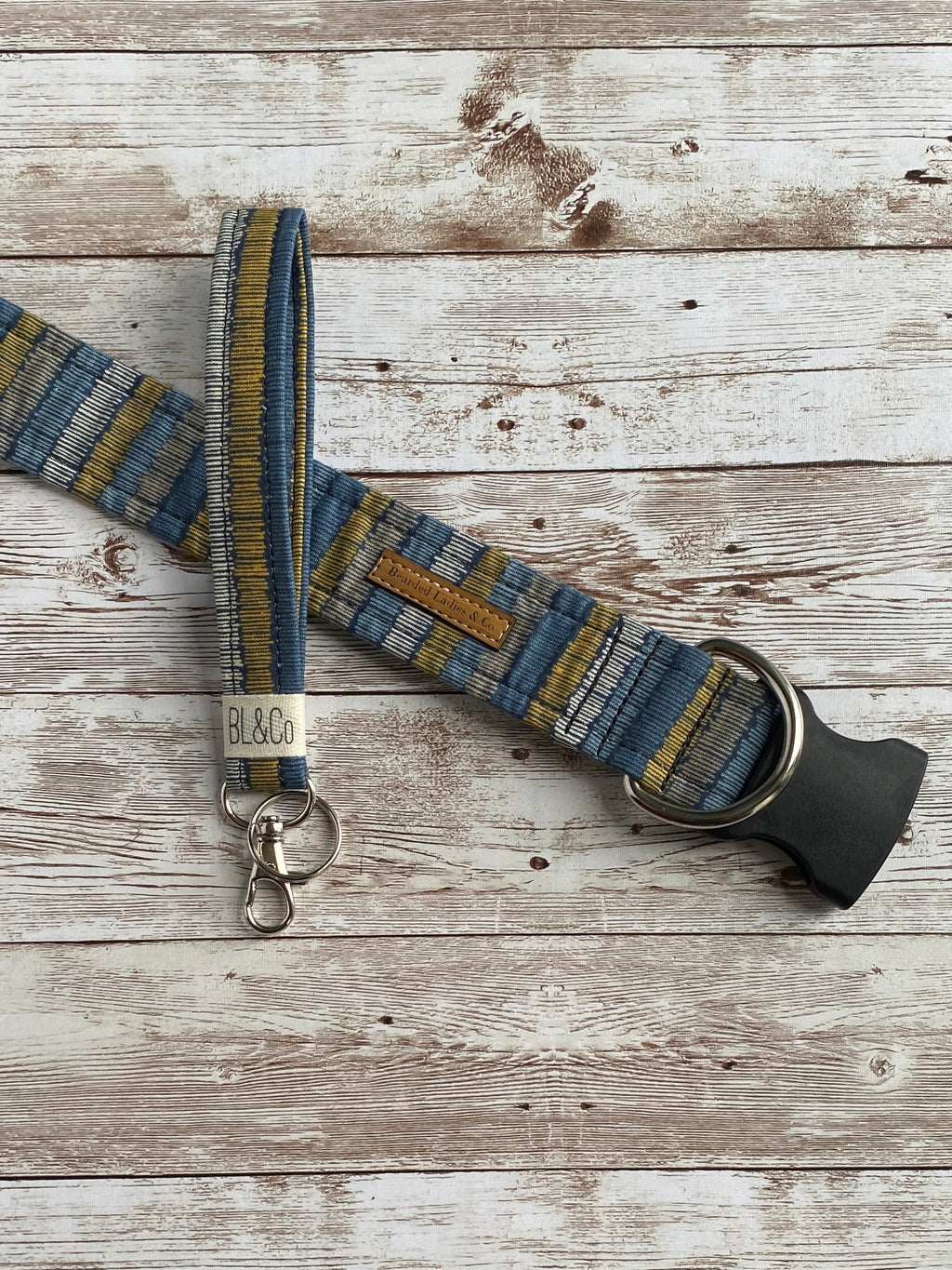 Navy with Blue, Gray & Gold Dog Collar