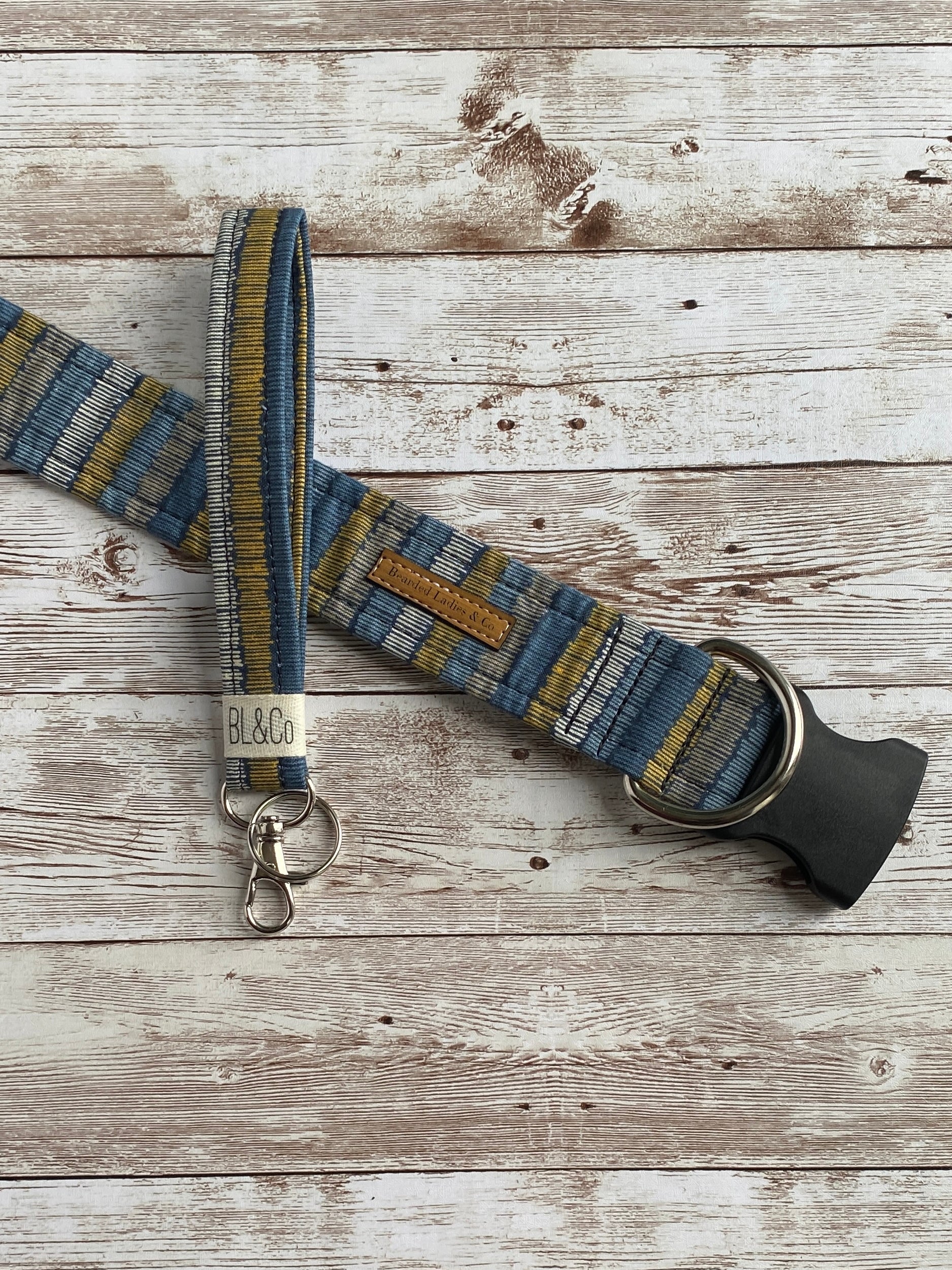 Navy with Blue, Gray & Gold Dog Collar
