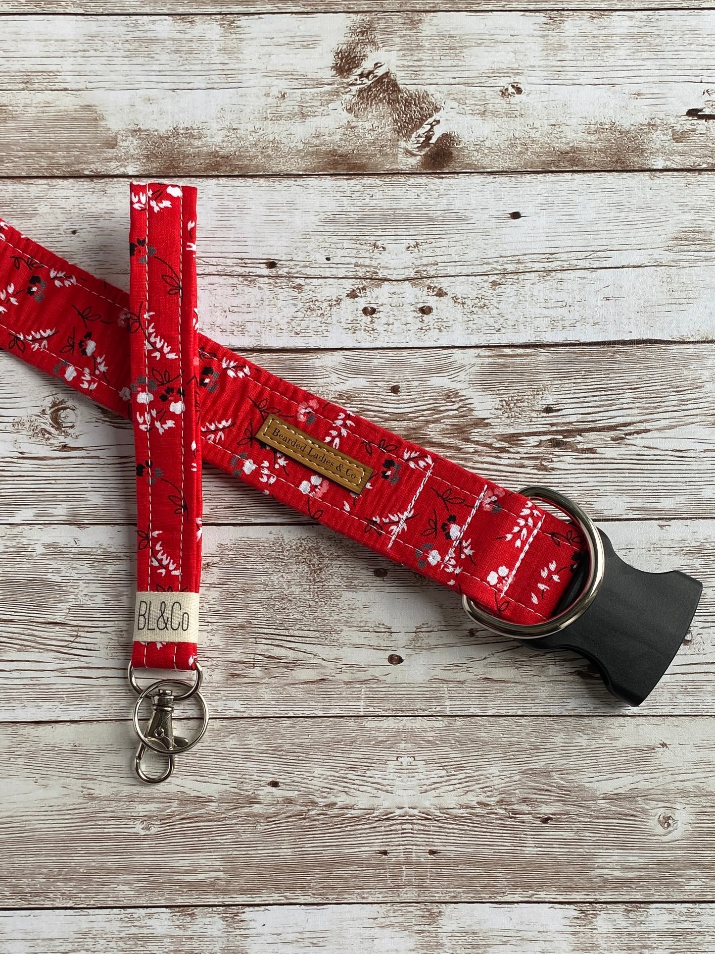 Petite Flowers on Red Dog Collar