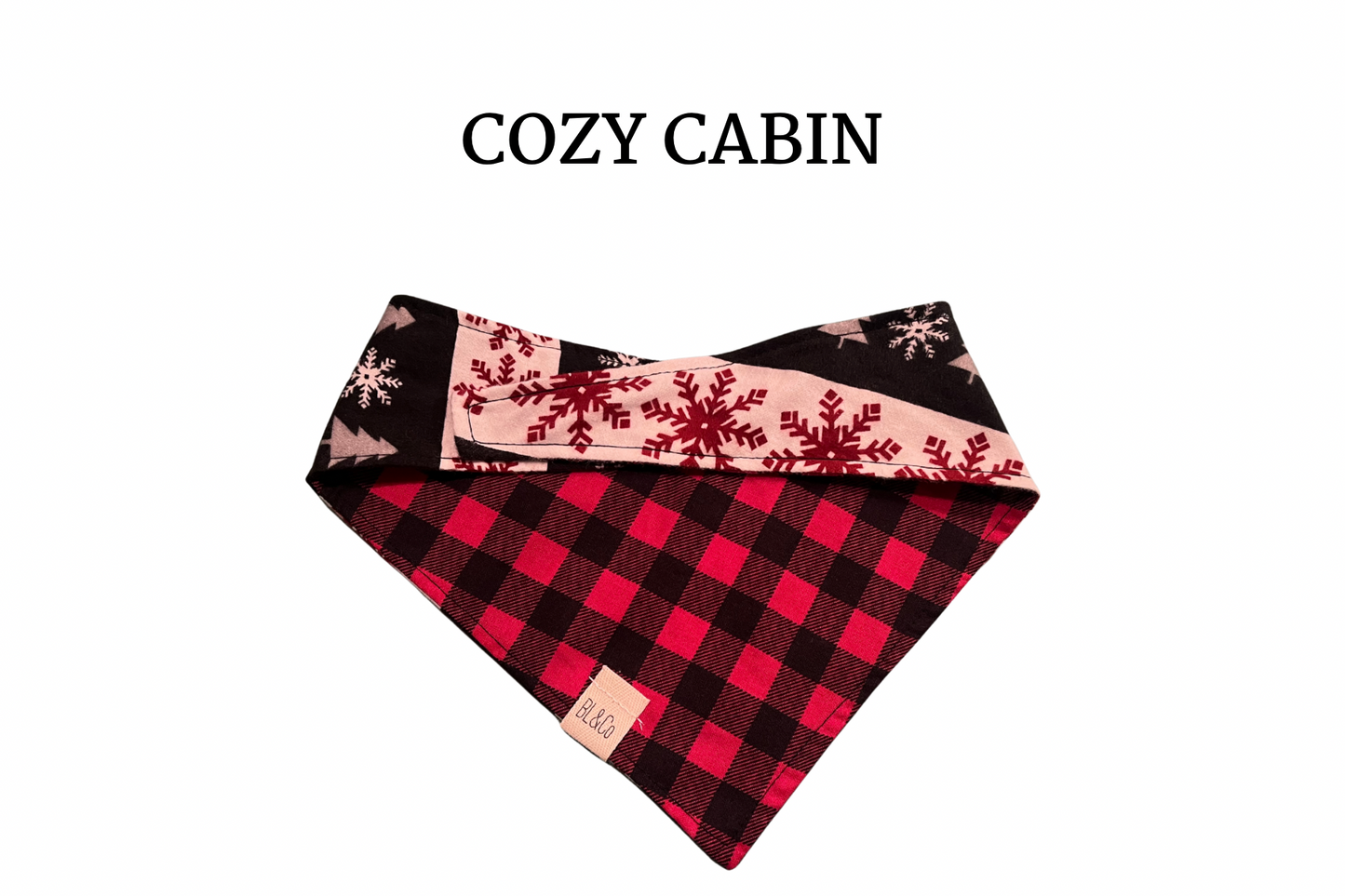 Red and Black Check + Winter Flannel Reversible Tie/On Bandana