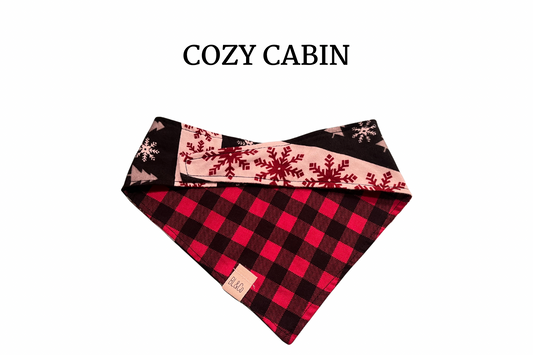 Red and Black Check + Winter Flannel Reversible Tie/On Bandana