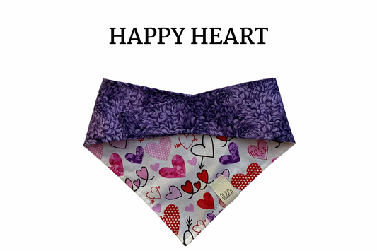 Hearts & Violet Abstract Floral Reversible Tie/On Bandana