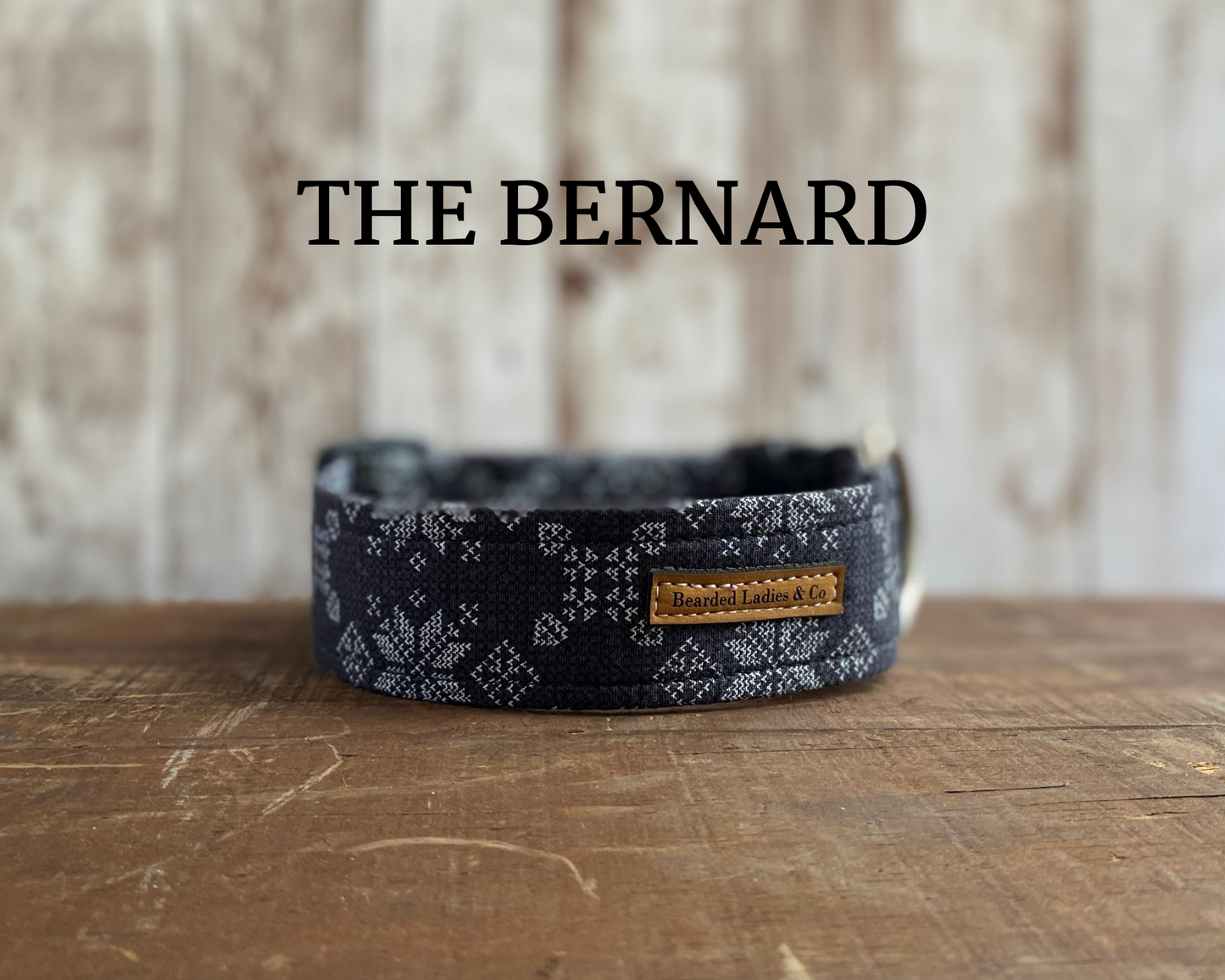 Dark Gray with Light Gray Snowflakes Dog Collar