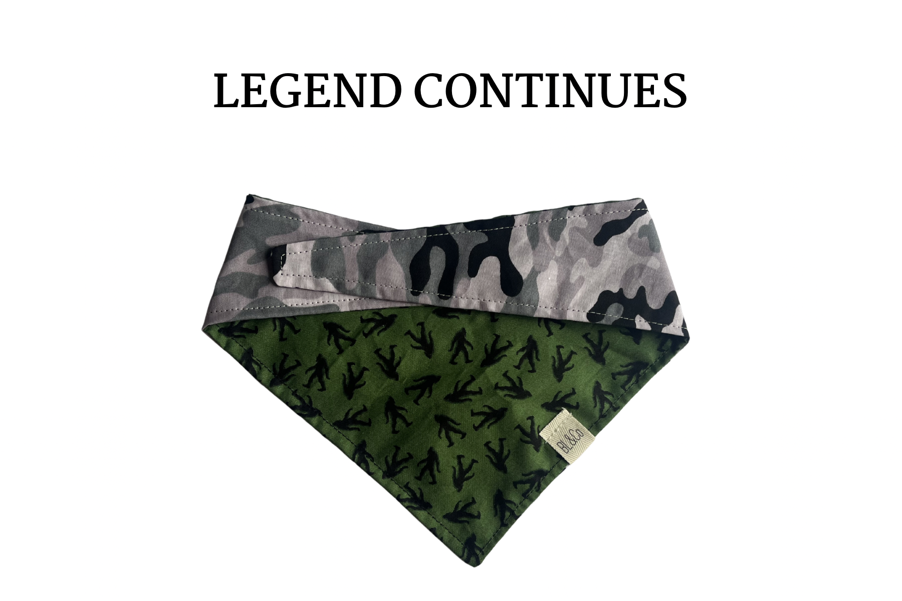 Roaming Bigfoot + Shades of Gray Camo Reversible Tie/On Bandana [Legend Continues]