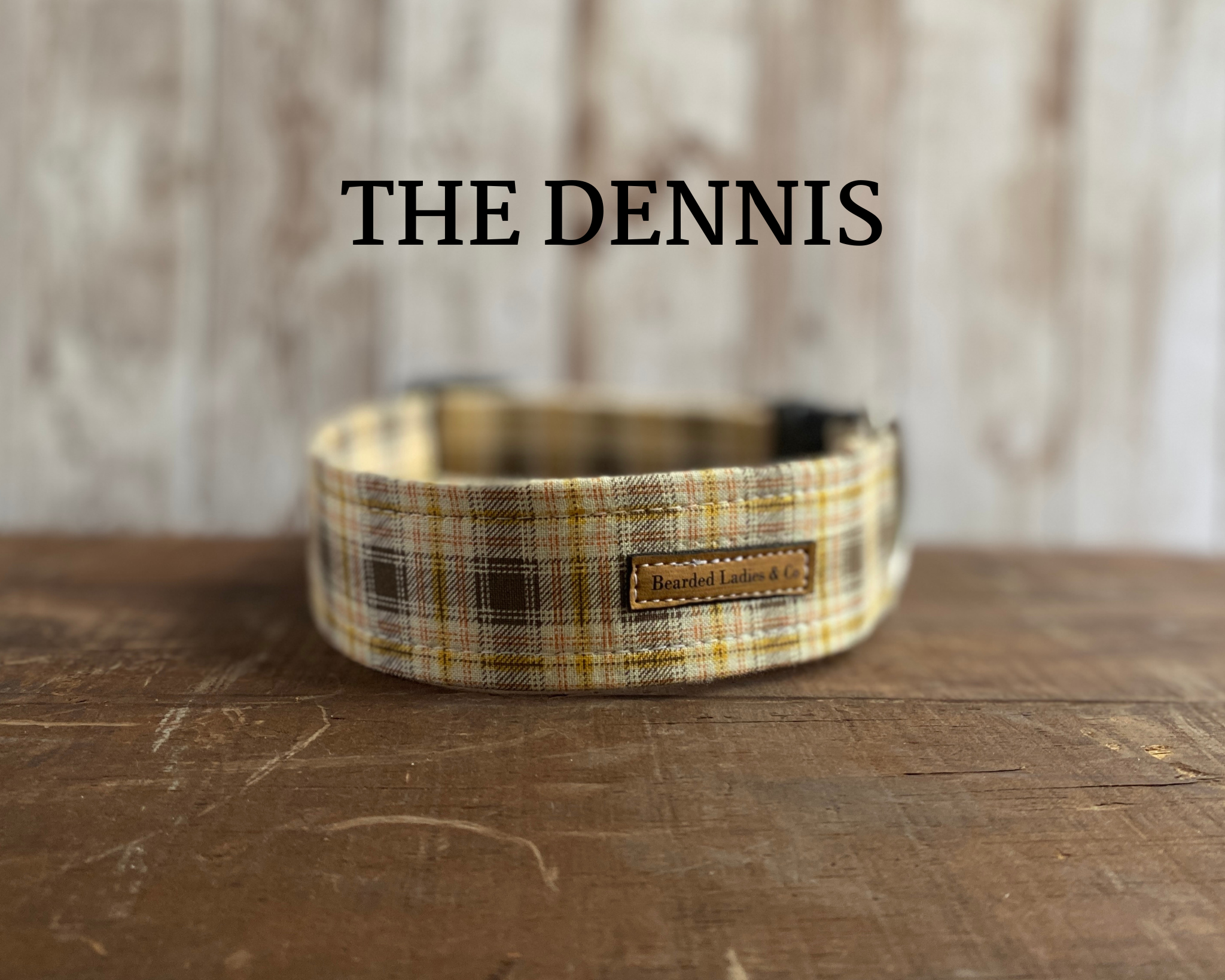 Yellow + Brown Plaid Dog Collar [The Dennis]