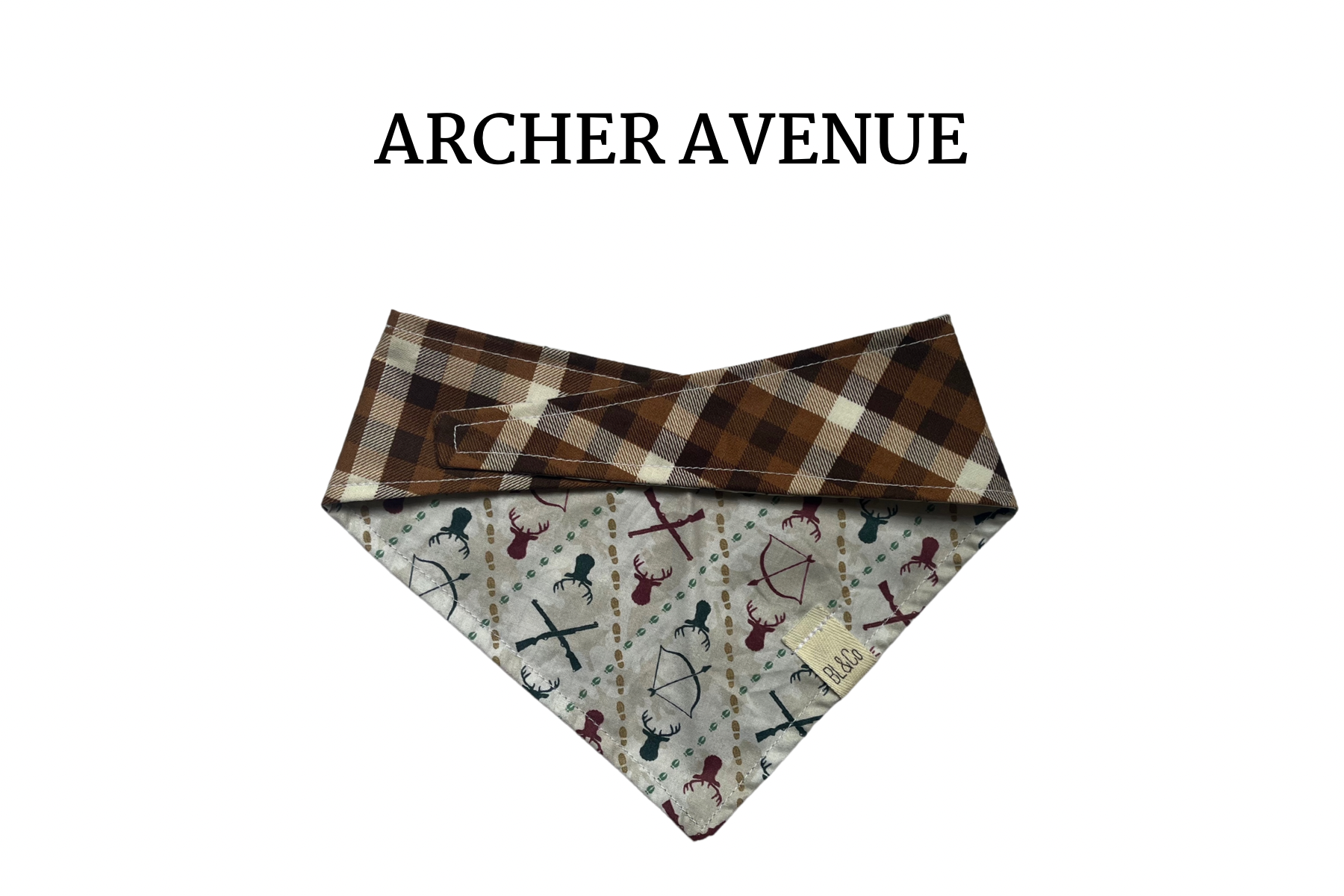 Hunting & Brown Plaid Reversible Tie/On Bandana ‘