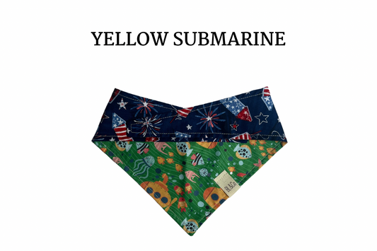 Under the Sea Submarines & Exploding Fireworks Reversible Tie/On Bandana*