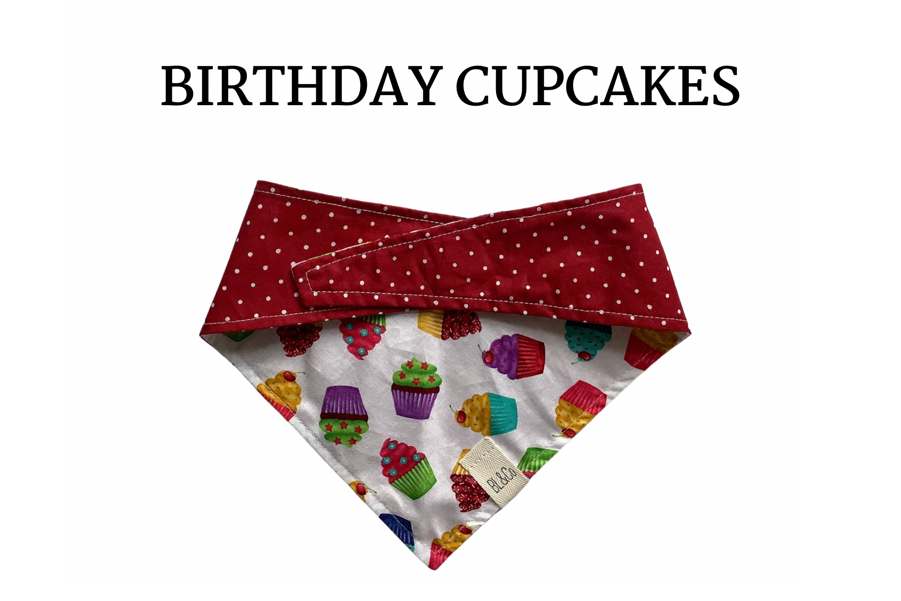 Cupcakes & Polka Dots Reversible Tie/On Bandana